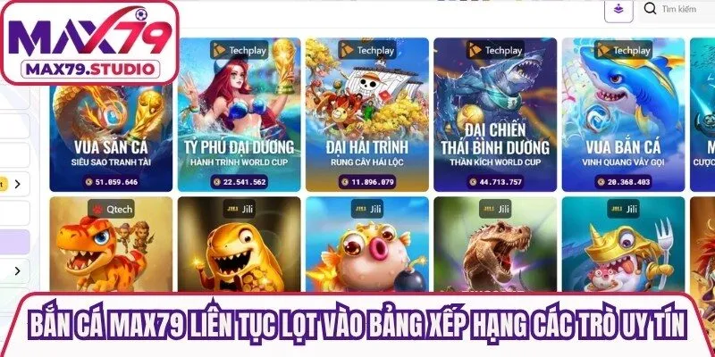 Bắn cá Max79 liên tục lọt vào bảng xếp hạng các trò giải trí uy tín