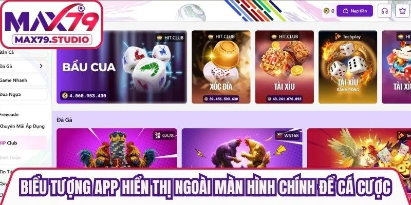Biểu tượng app hiển thị ngoài màn hình chính để cá cược